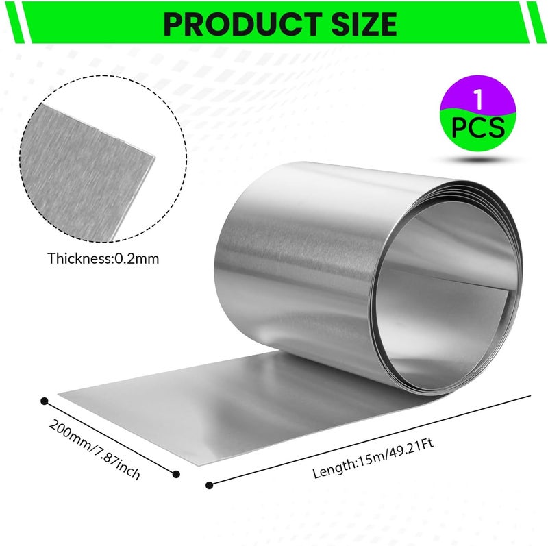 SUNKOO 8" x 50' Aluminum Flashing Roll,0.2mm Thickness Aluminum Roof Panels,Metal Roofing Roll for Roof and Garden, Prevents Roofing Stains,Sealing Windows Doors,DIY Craft - Image 2